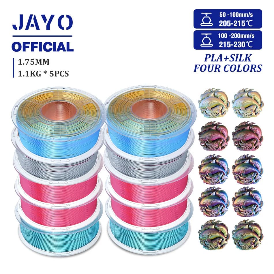 JAYO Silk PLA 3D Printer Filament + 1,75 mm Quadruple Color 5 rolls 3D Printer Filament PLA Silk Filament glossy davanzale effect