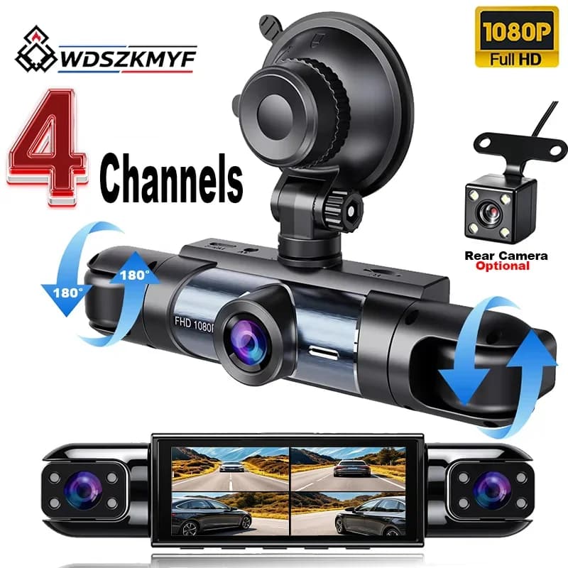 HD 1080P 3/4 Channel Dash Cam Car Black Box Driving Camera Super Night Vision Loop Recording G-Sensor 24H Parking Monitor Car
