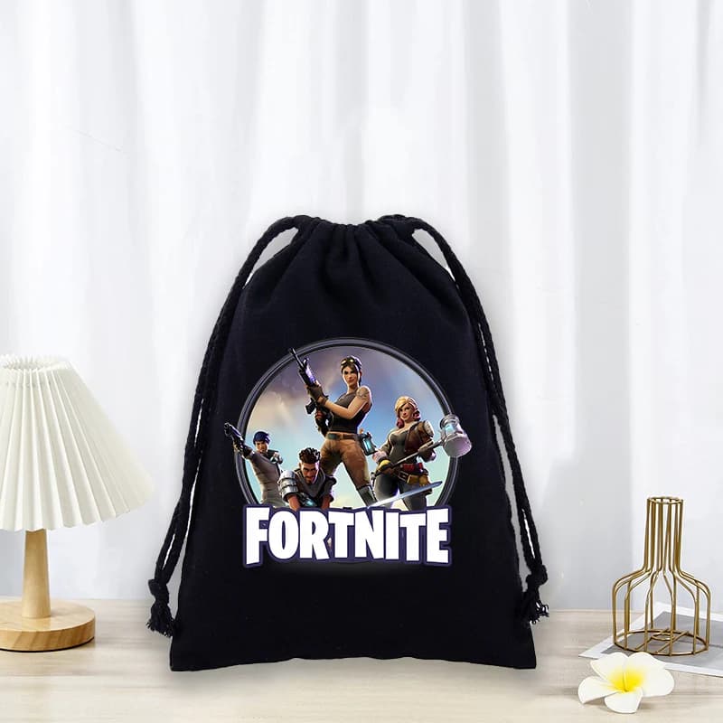 Bags with Drawstrings Fortnites Cartoon Anime Fortress Night Bag for Printed Makeup Candy Bag Pocket Gift Bag for Boys and Girls Cotton