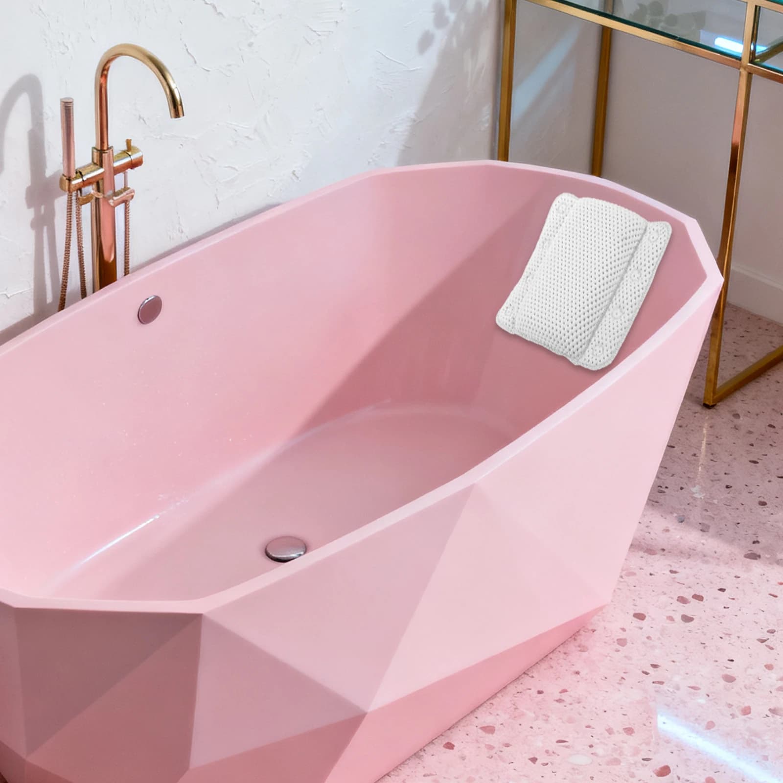 Cuscino per Vasca da Bagno in Morbido PVC, Design Ergonomico con Ventose Antiscivolo, Supporto per Collo e Schiena, Cuscino da Bagno per Spa