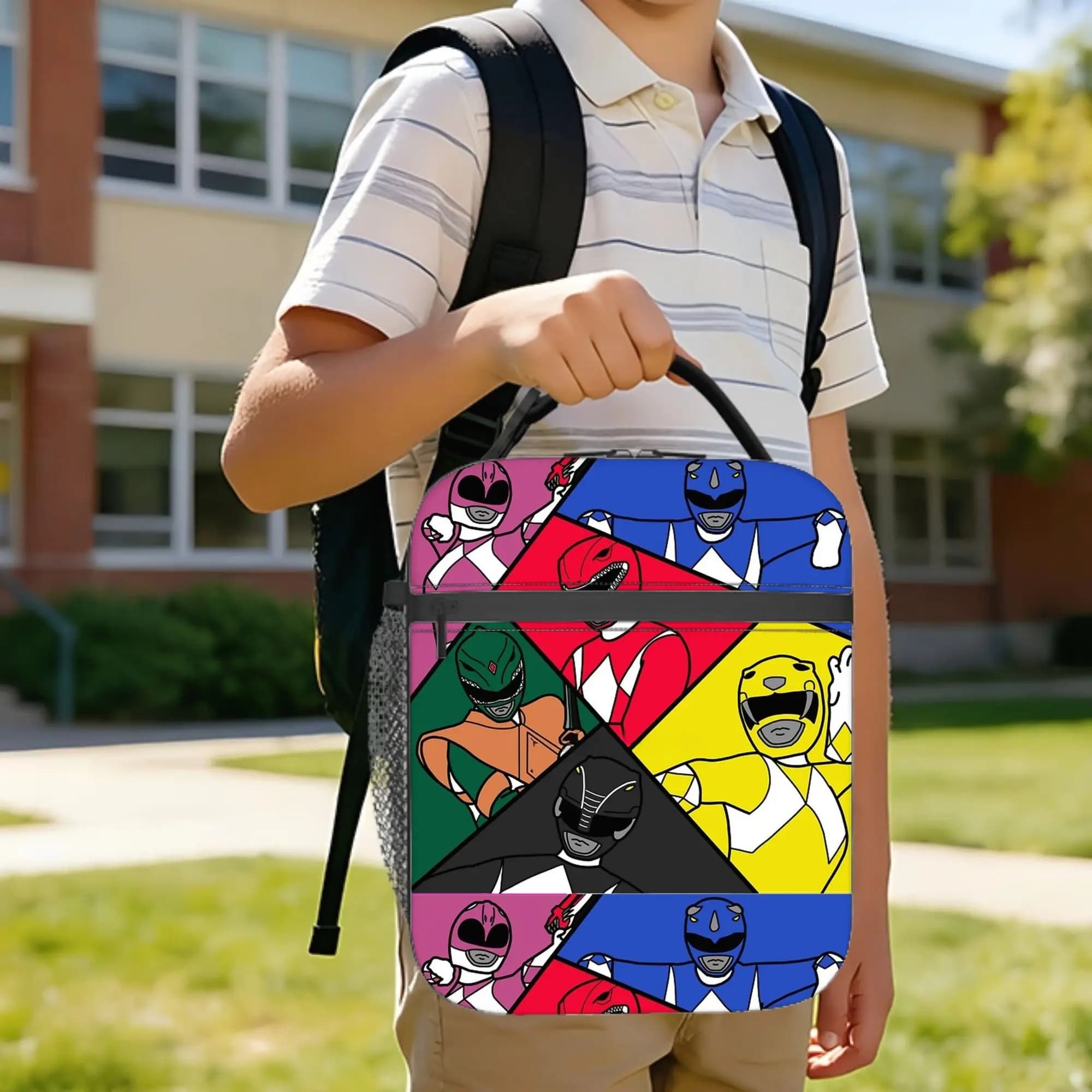 Borse termiche per il pranzo Mighty Morphin Pop Art Power Rangers, borsa termica, contenitore per il pranzo, borsa portatile per il pranzo, borse per alimenti