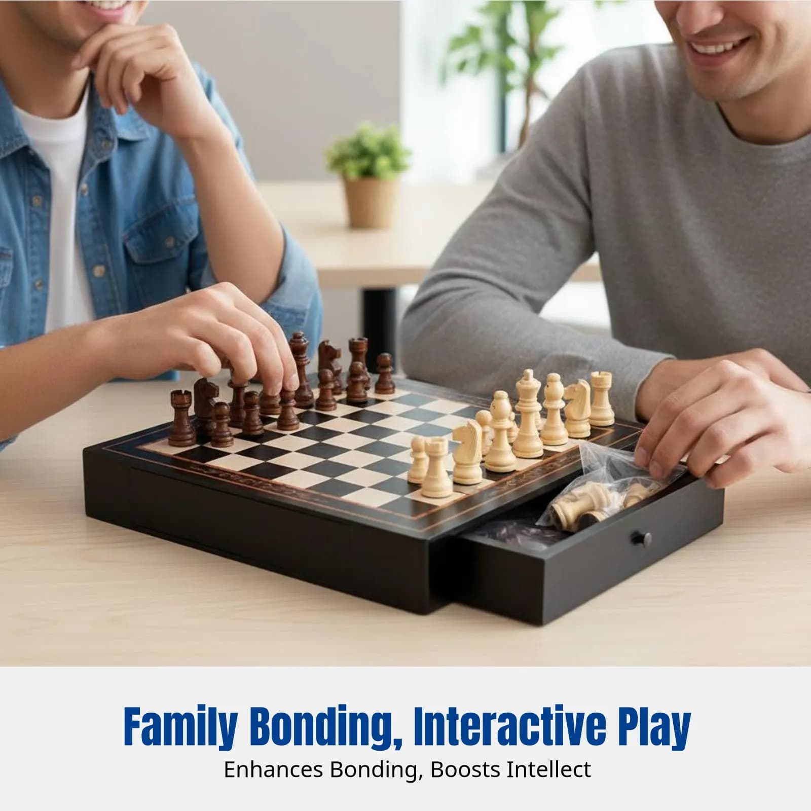 Set di Scacchi in Legno, Gioco da Tavolo Portatile, Educativo, per Giovani e Famiglie, Vendita all'Ingrosso