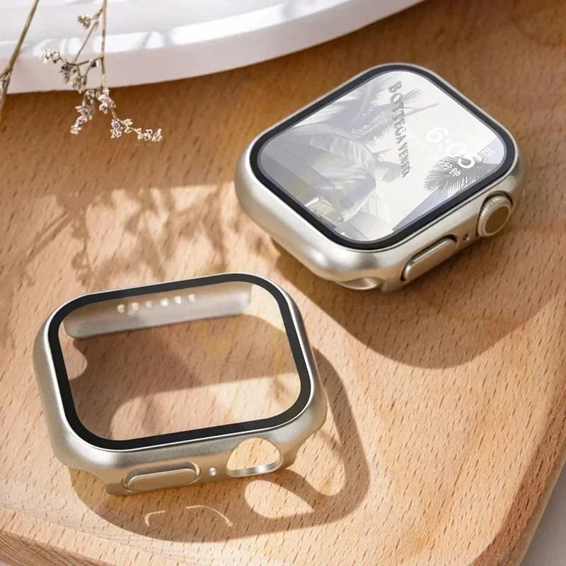Vetro temperato + cover per Apple Watch Case accessori 45mm 41mm 44mm 40mm 42mm proteggi schermo Apple watch serie 9 4 5 6 SE 7 8