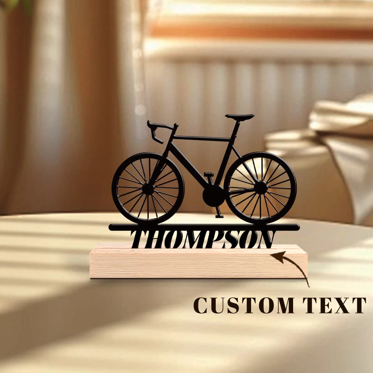 1pc Desktop Metal Ornaments Custom Content With Wooden Base Desktop Decorations,Office Decorations