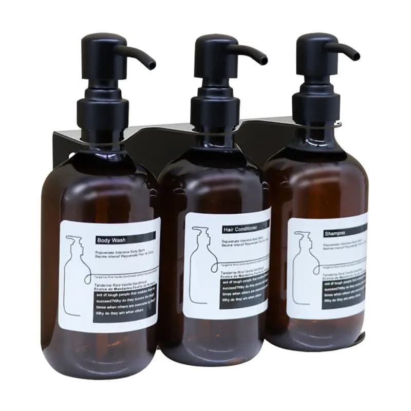 Supporto in acciaio inossidabile per dispenser di shampoo e balsamo per montaggio a parete con doppia doccia per hotel da 500 ml