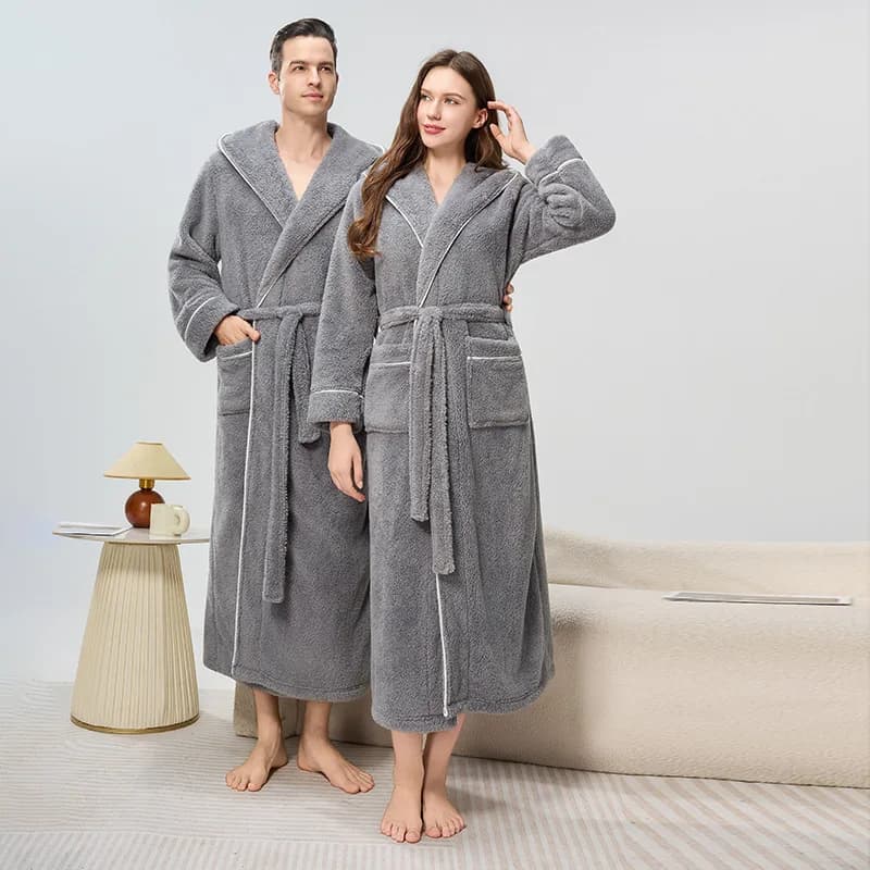 Autumn and Winter New Thickness Comfortable Men's Cotton Dress Large Size Luxury Light Couple Bathrobe Pigiama Exterior Woman