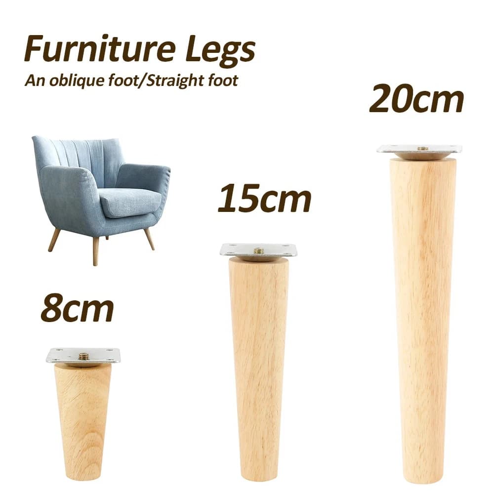 4 Set Altezza Gambe per mobili in legno 8/15/20 cm Piedini per mobili ad angolo retto Home Office Divano Tavolo Gambe per sedie