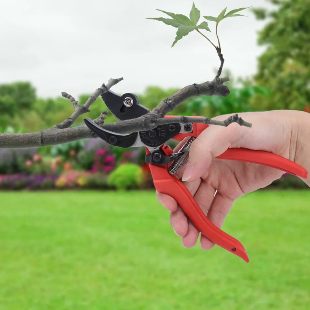 Professional Red Pruning Shears Manganese Steel Hand Operated Garden Scissors Sharp Blade Ergonomic Handle Hand Pruning Tool