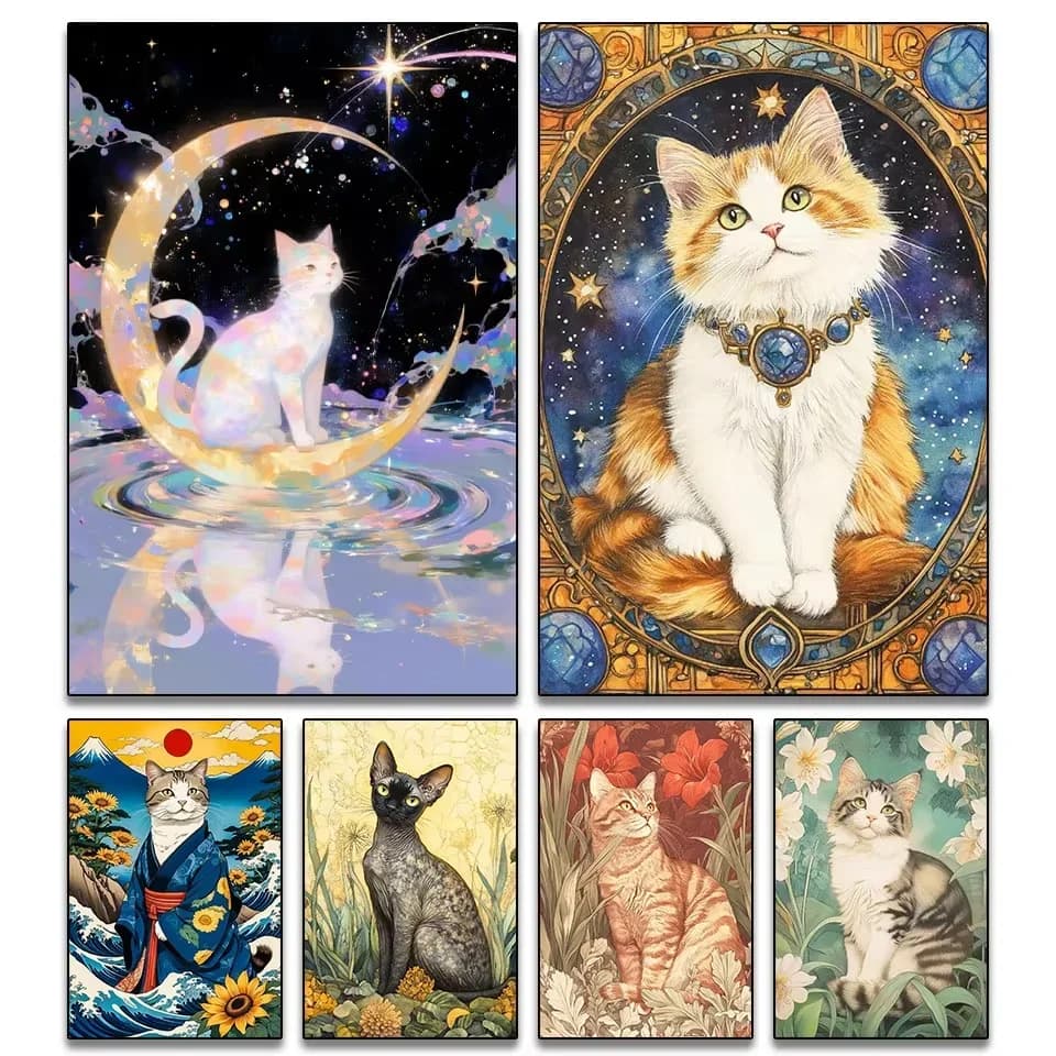 Diamond Painting Animals cat Modern Full Round/Square Diamonds Mosaic Handmade Art Exquisite Creative Gift Home Decoration