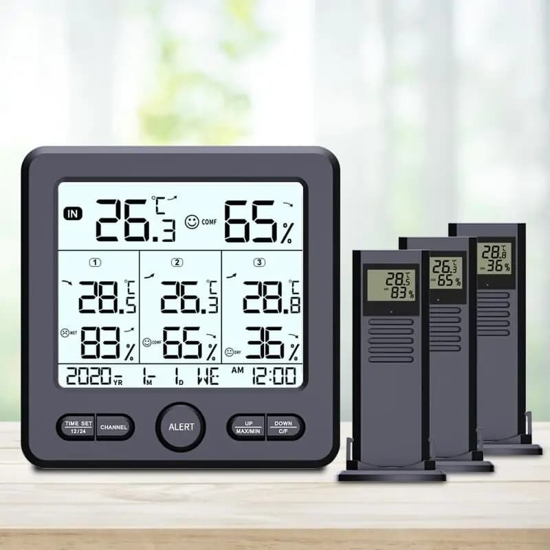 Wireless Meteo Station with Digital Thermometer Internal/Esternum and Hygrometer, 3 Remote Sensors for Intelligent Home