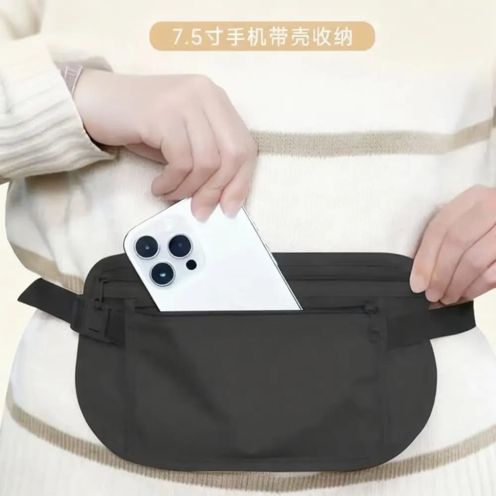 Hidden Passport Pouch Slim Travel Money Belt Anti Theft Waist Pack Waterproof Lightweight Running Fanny Bag Sport