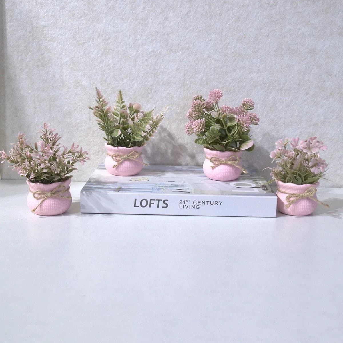 Mini piante in vaso di fiori artificiali serie rosa, decorazioni per la casa, piante di simulazione per ufficio/scrivania/tavolo da pranzo/decorazioni per lavabo
