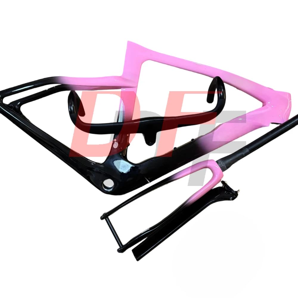 Ultra-Light Carbon Fiber Road Bike Frame with Custom Color, Passing Axis Design, 700C Disc Brakes
