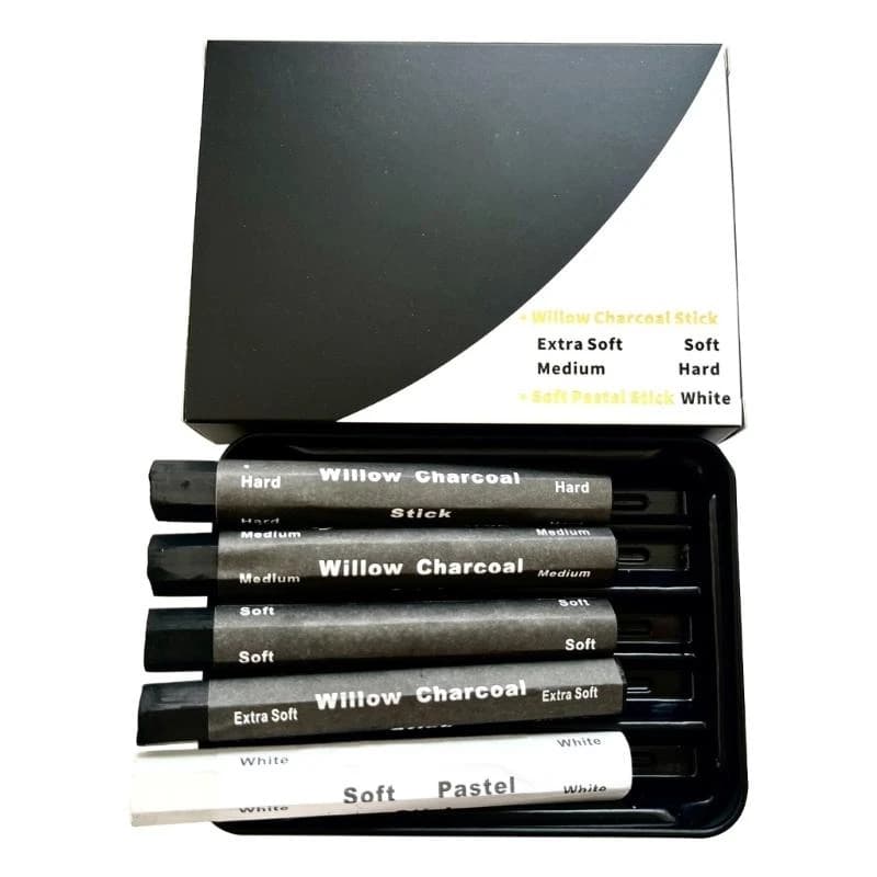 Charcoal Sticks for Sketching Charcoal Pencils Set Water Soluble Charcoal Strips Charcoal Drawing Set