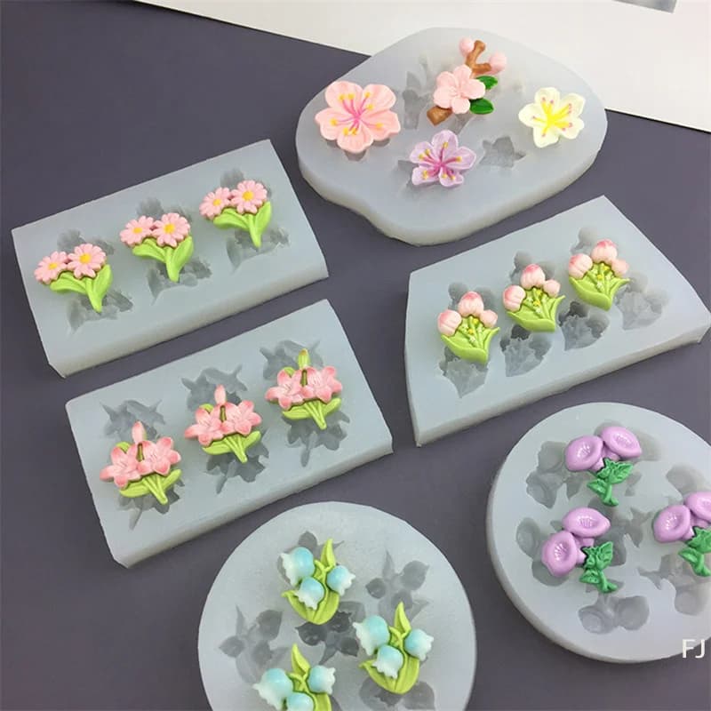 Stampi in Silicone a Forma di Fiore per DIY, Stampi per Torte, Fondente, Zucchero, Candele Fatte a Mano, Sapone, Gesso, Resina, Strumenti per Artigianato