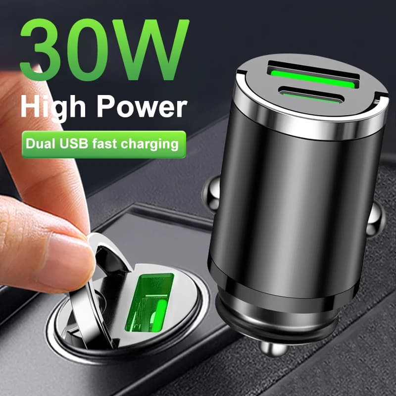 Caricabatteria da auto universale Ricarica rapida QC3.0 Tipo C USB + PD Caricatore rapido per telefono per iPhone Xiaomi Samsung Huawei Accendisigari