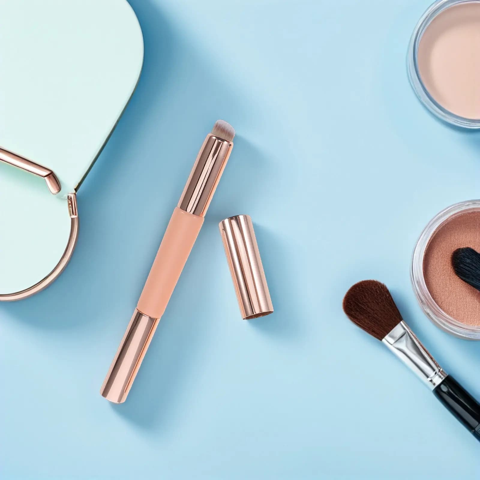 2Pcs Double Sided Silicone Lip Brush Concealer Applicator Lightweight Compact Retractable Design for Lips Face Sensitive Skin