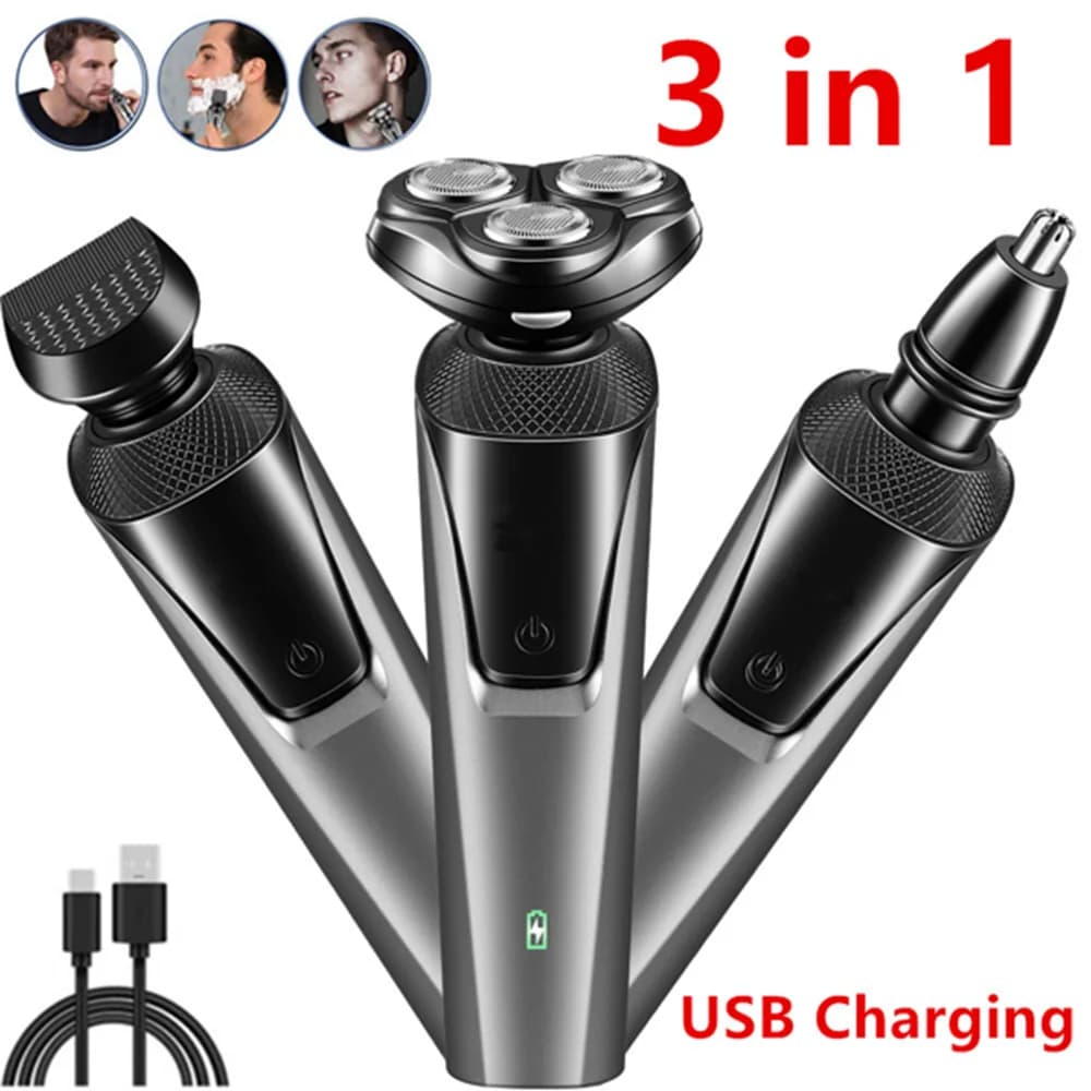 USB Rechargeable 3-in-1 men's professional multifunction cheek beard trimmer man nose hair cut barber shaver machine