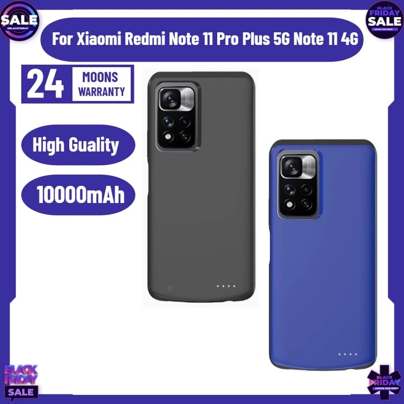 Custodia con batteria da 10000mAh per Xiaomi Redmi Note 11 Pro Plus 5G, cover power bank per Redmi Note 11 4G
