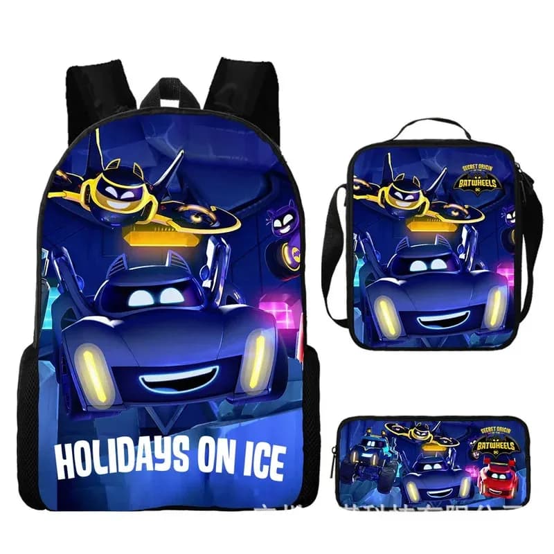 25COSBat wheels Schoolbag Backpack Lunch Bag Pencil Case Set Gift for Kids Students
