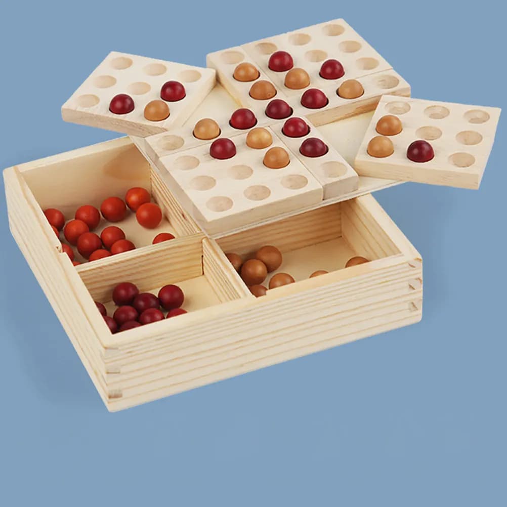 Set di Scacchi Girevole Cinque in Fila, Gioco da Tavolo in Legno Portatile, Gioco Strategico Educativo per Bambini e Adulti