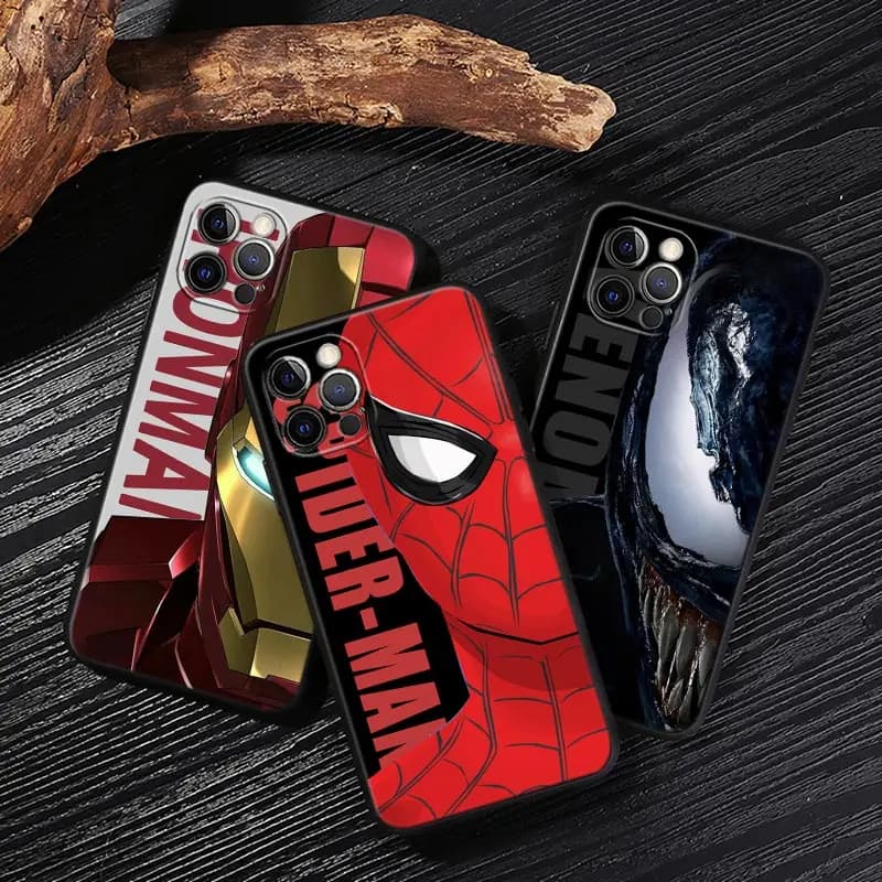 Marvel Spiderman Ironman Venom Case for iPhone 17 15 14 13 12 11 Pro Max Plus, iPhone 17 Pro 17E Air 16e Funda