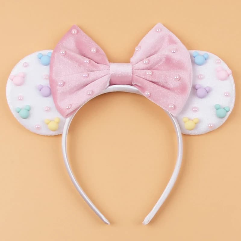 Disney Mickey Girl 3.3 "fascia per orecchie in velluto per ragazze morbida fascia per capelli con nodo a farfalla accessori per capelli natalizi per feste di Halloween