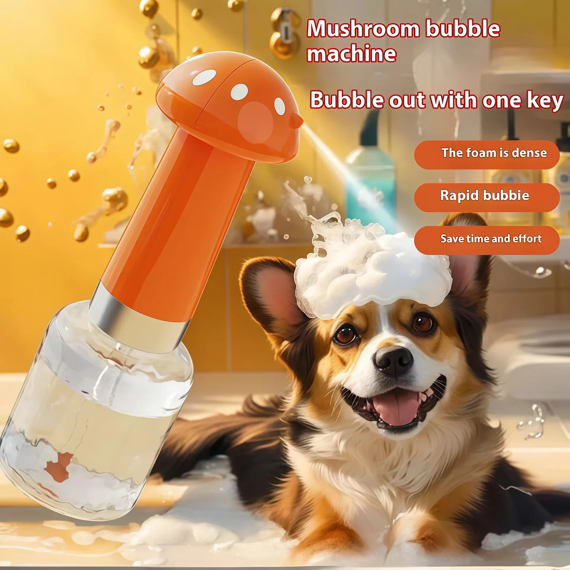 Automatic Dog Soap Dispenser USB Wireless Mute Dog Grooming Frother Cat Deeper Cleaning Bath Shampoo Foam Sprayer Pet Supplies