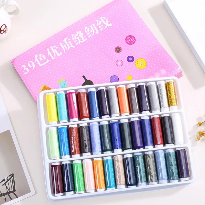 39 pezzi di filo da cucito in poliestere 100% in colori misti, rotolo di filo per ricamo a macchina e a mano, 200 iarde per ciascuna bobina, per kit da cucito domestico