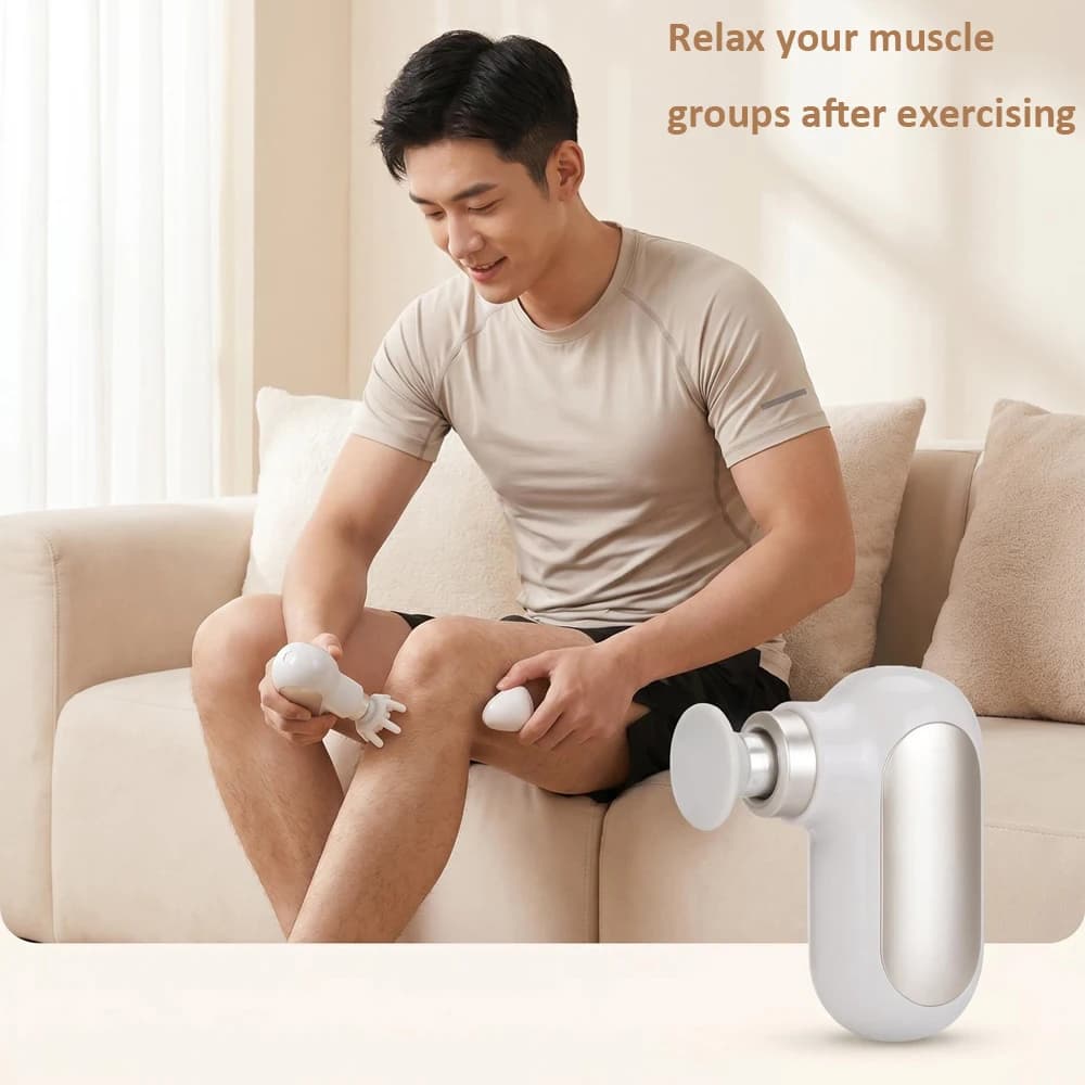Mini Pocket Portable Electric Fascia Gun Speed Adjustable Deep Tissue Muscle Relaxation Massage Gun with Replaceable Heads