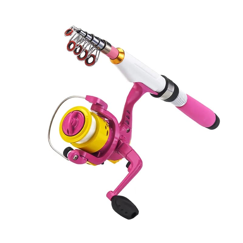 DEUKIO Mini kit di canne da pesca con canna da pesca telescopica e mulinello da spinning Set di canne da viaggio per bambini principianti