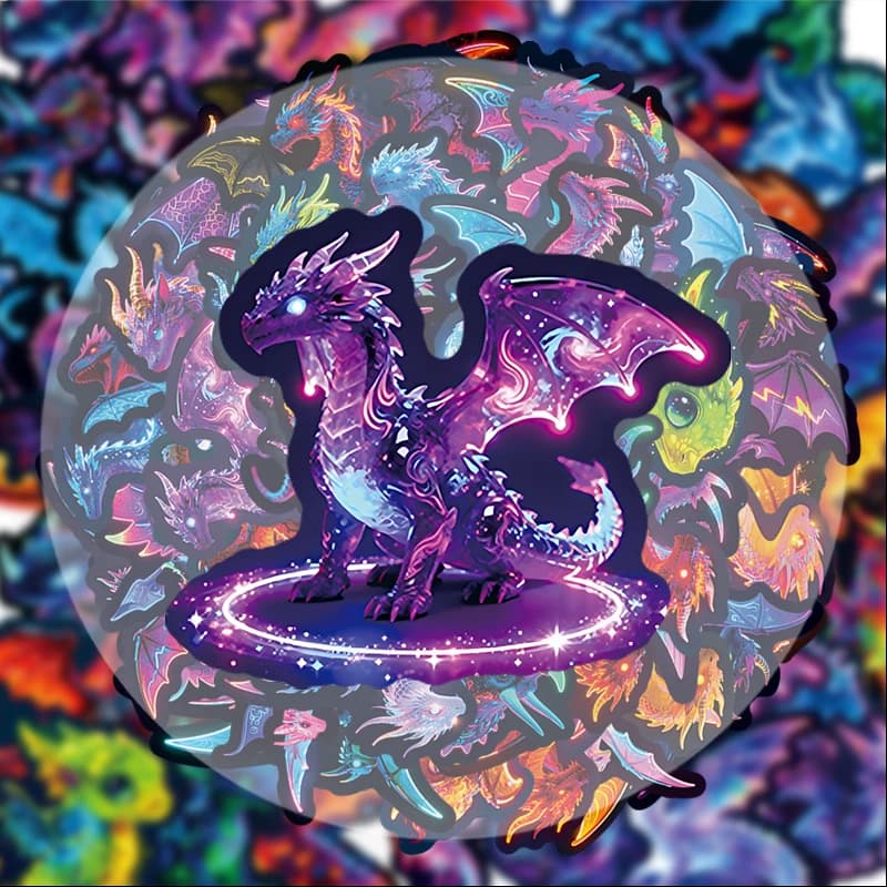 56 adesivi neon Western Dragon, adatti per bottiglie d'acqua, laptop, decorazioni per telefoni, valigie, skateboard, chitarre, scatole regalo, decorazioni per feste, regali per le vacanze