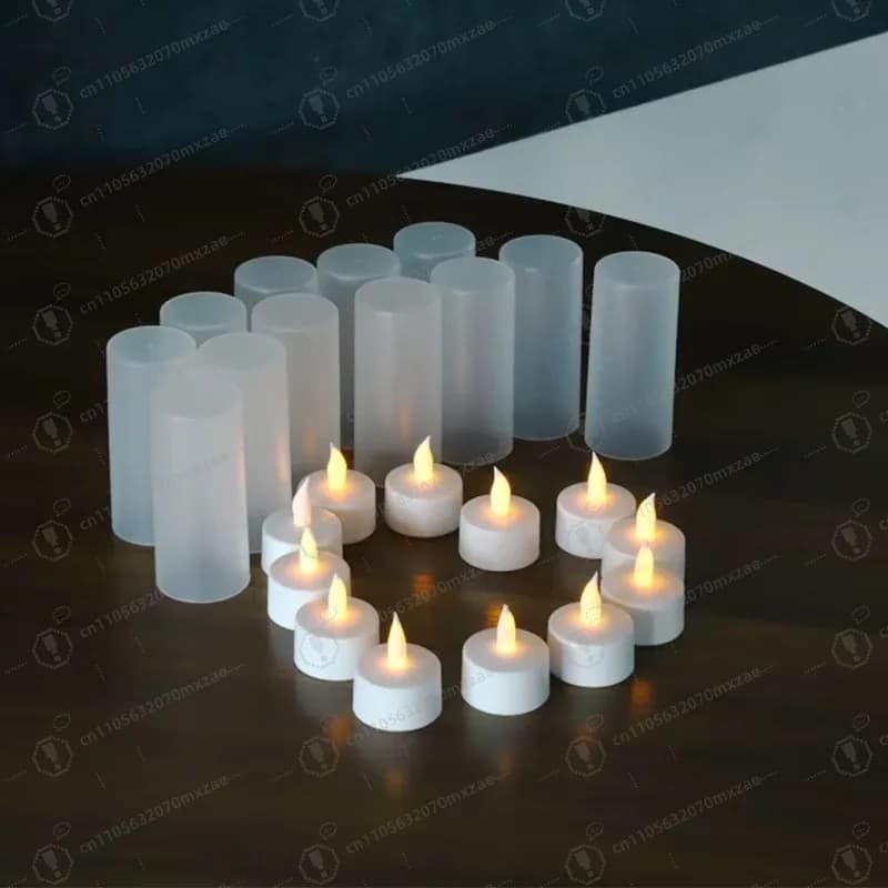 Candela di ricarica con telecomando da 12 pezzi: luce LED senza fiamma, decorazione per la casa/Natale/matrimonio, piena d'atmosfera!