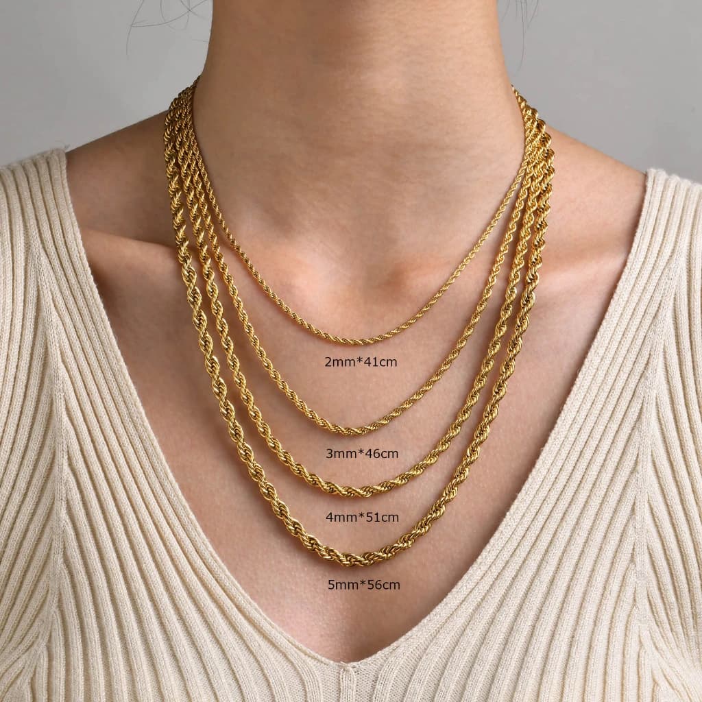 5mm Stainless Steel Gothic Metal Twisted Rope Chain Necklaces Simple Men's and Women's Necklaces Jewelry Wholesale