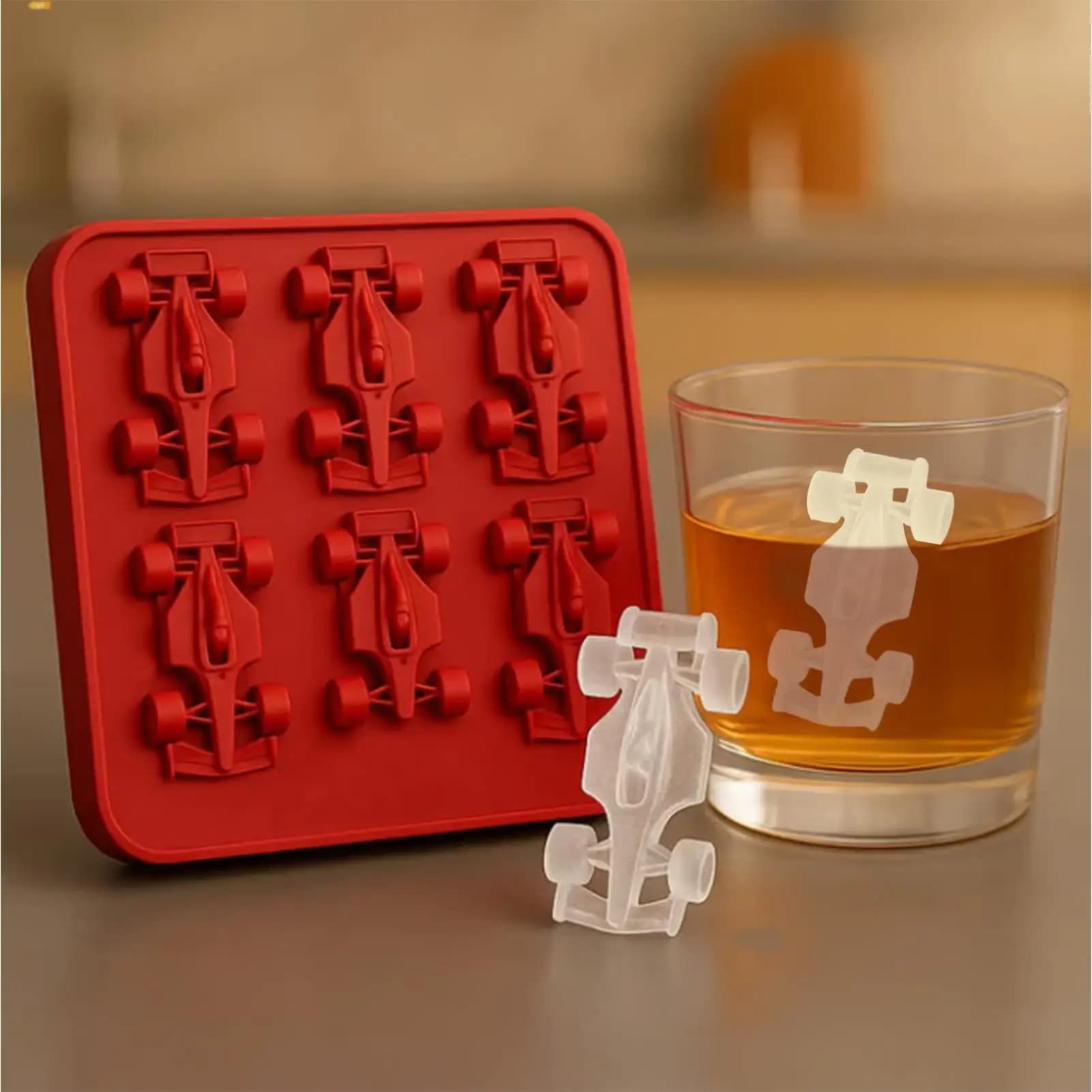 Vassoio per cubetti di ghiaccio in silicone con coperchio 6 griglie riutilizzabile stampo per congelatore forma di auto per whisky cocktail vino succo di raffreddamento gadget da cucina