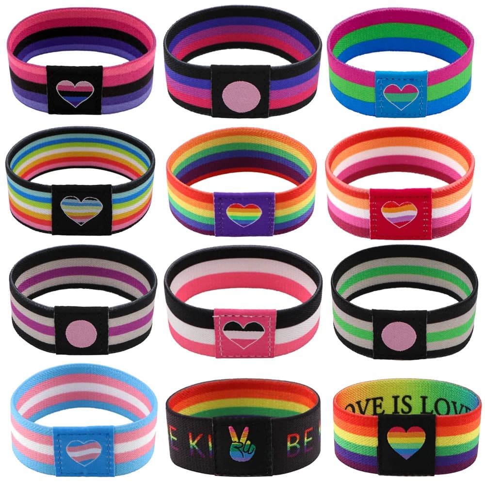 Bracciale elasticizzato asessuale gay lesbiche LGBT Bracciale arcobaleno a fascia larga Braccialetti Bracciale Accessori moda