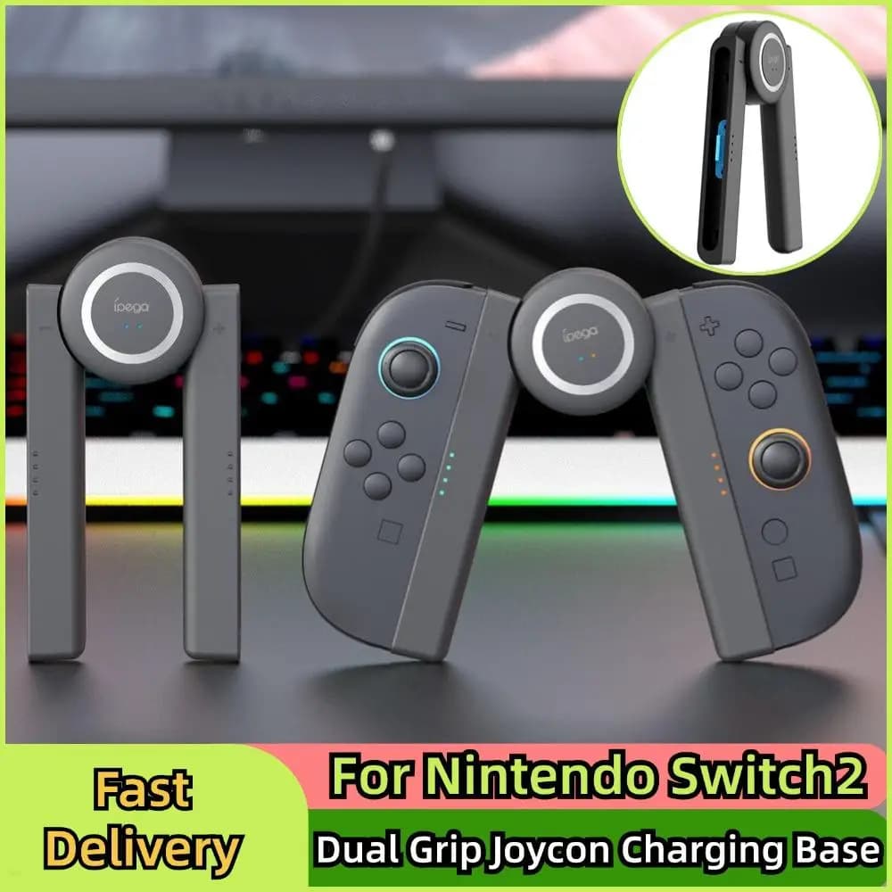For Nintendo Switch2 Dual Grip Joycon Charging Base Portable Controller Holder Grip Black Controller Charging Station For Switch