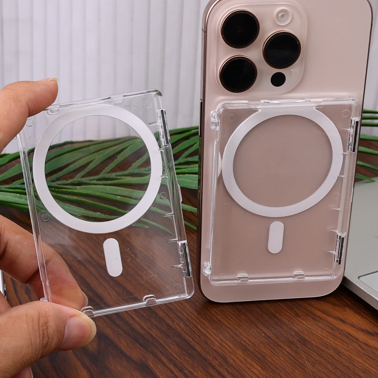 Magnetic Transparent Wallet Card Holder For Magsafe Photo Case Magnet Socket Card Slots Cover Sleeve For iPhone 17 Samsung Mi