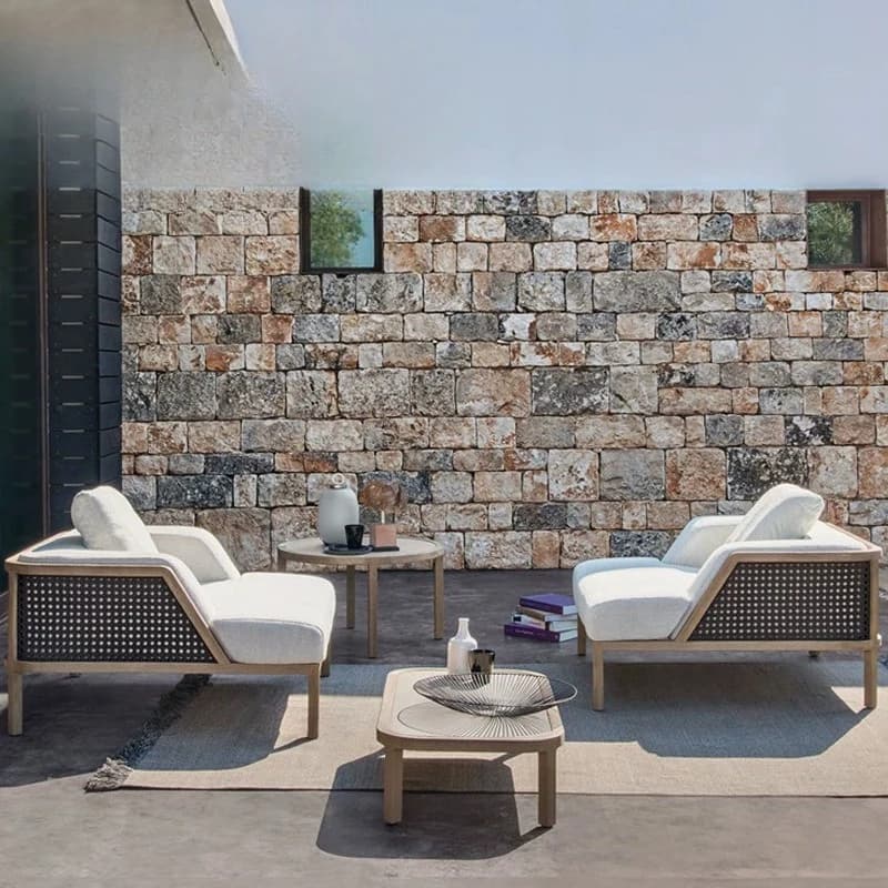 High-end villa courtyard teak sofa outdoor garden courtyard coffee table vine sofa combination hotel homestay sofa cover