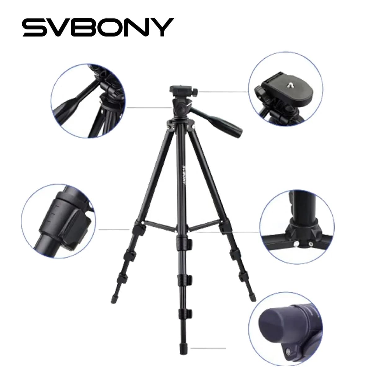 SVBONY SV101 photo treppiede universal material aluminum alloy adjustable feet anti slip rubber professional design for camera