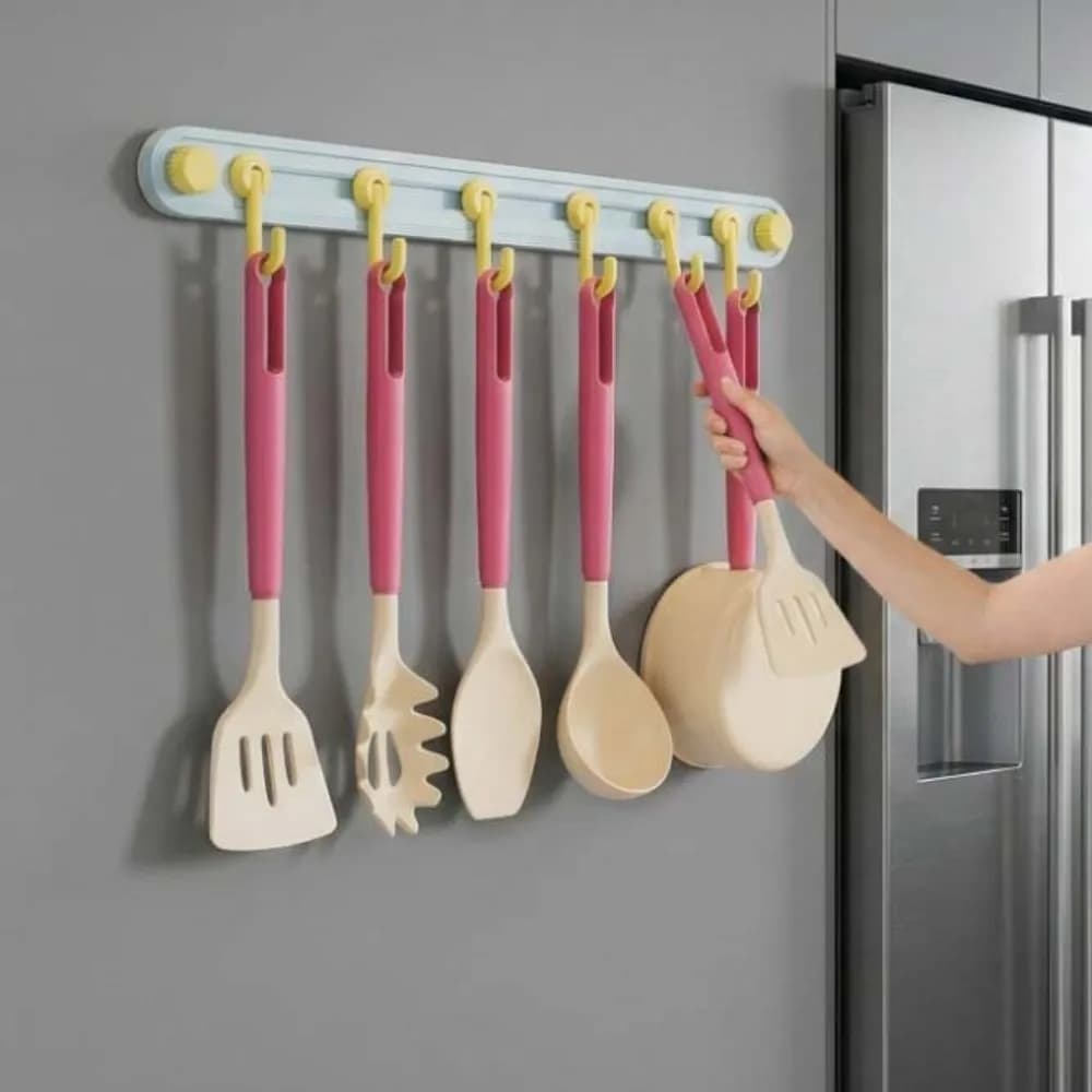 Plastic Suction Cup Hooks Non-Marking Dopamine Candy Color Towel 6 Head Hooks Waterproof Space Saving Kitchen Storage Hooks