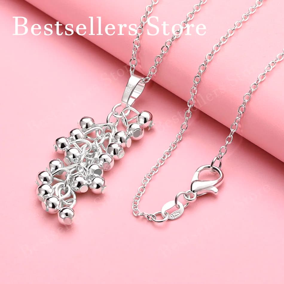 Collana con pendente di perle lucide squisite in argento sterling 925 da 16-30 pollici per accessori da sposa, regali e gioielli da donna