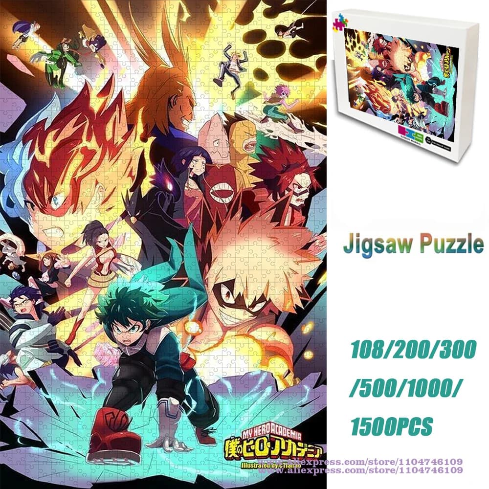 My Hero Academia Puzzle Puzzle Personaggi dei cartoni animati Puzzle 108/200/300/500/1000/1500 pezzi Puzzle di intelligenza per bambini Decorazioni per la casa