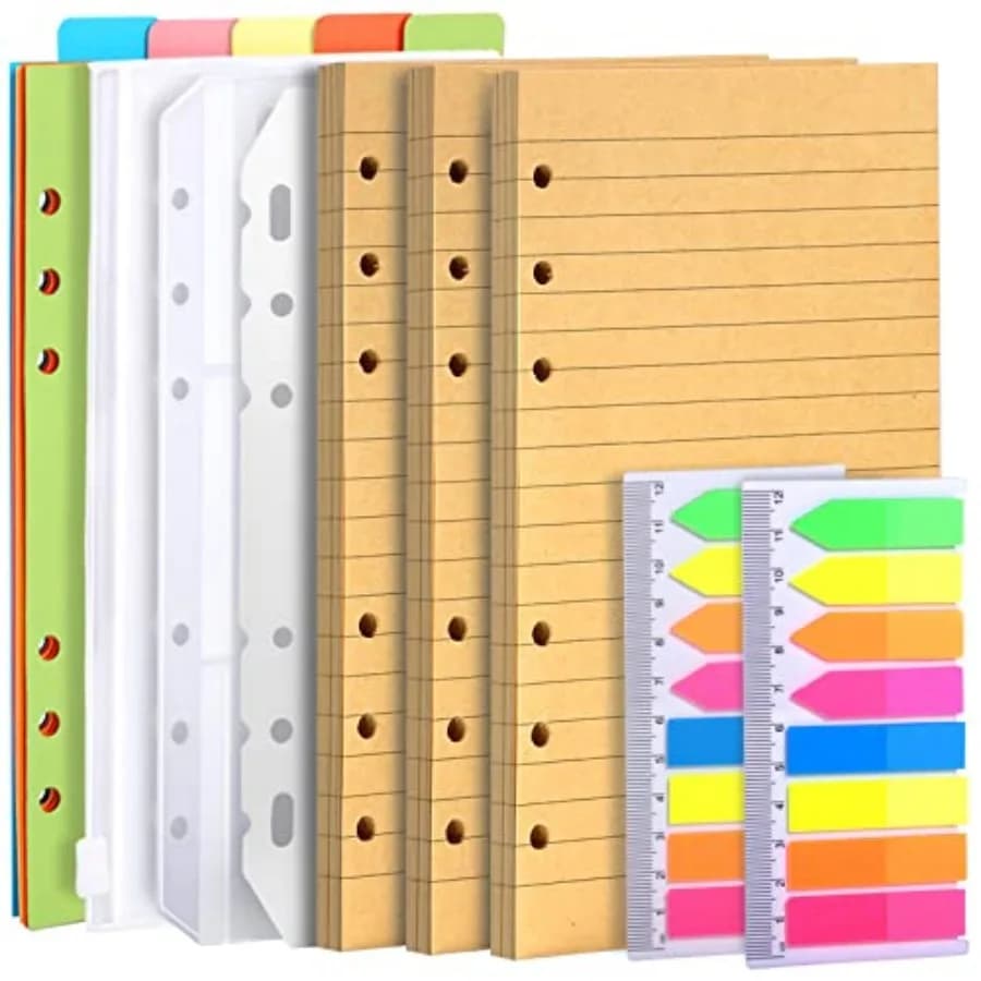 A6 Refill Paper, 3 Pack 45PCS Loose Leaf Lined Paper for A6 Binder Journal Notebook, Planner Inserts, with Binder Pocket, for S