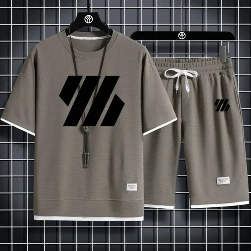 Abbigliamento sportivo estivo da uomo, camicie a maniche corte alla moda, abiti da uomo, tute estive in due pezzi da uomo, magliette e pantaloncini casual