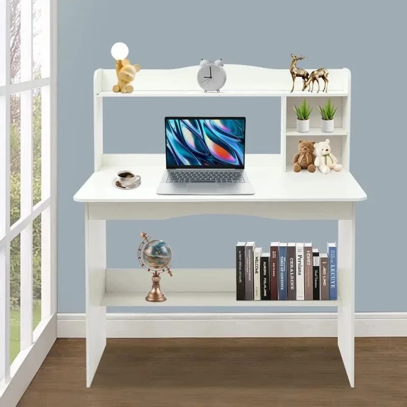 Scrivania da ufficio indipendente con libreria, tavolo per laptop, postazione di lavoro per computer, studio di scrittura, per soggiorno, camera da letto, scuola