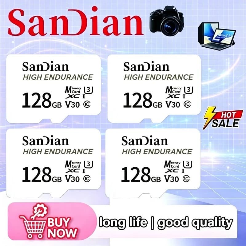 2026 New High Endurance micro Tf SD Card V30 U3 C10 128GB 256GB Professional Memory card for dash cam or home monitoring