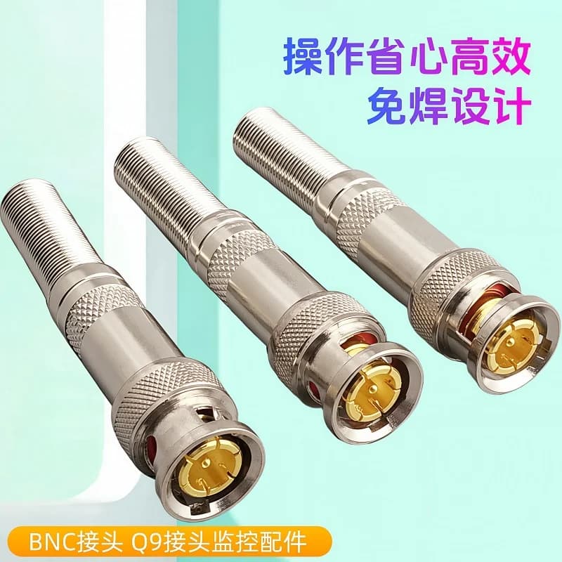 10 connettori BNC video Q9 maschio senza saldatura, placcati oro, per cavo RG59, adattatore per sistema di sicurezza CCTV