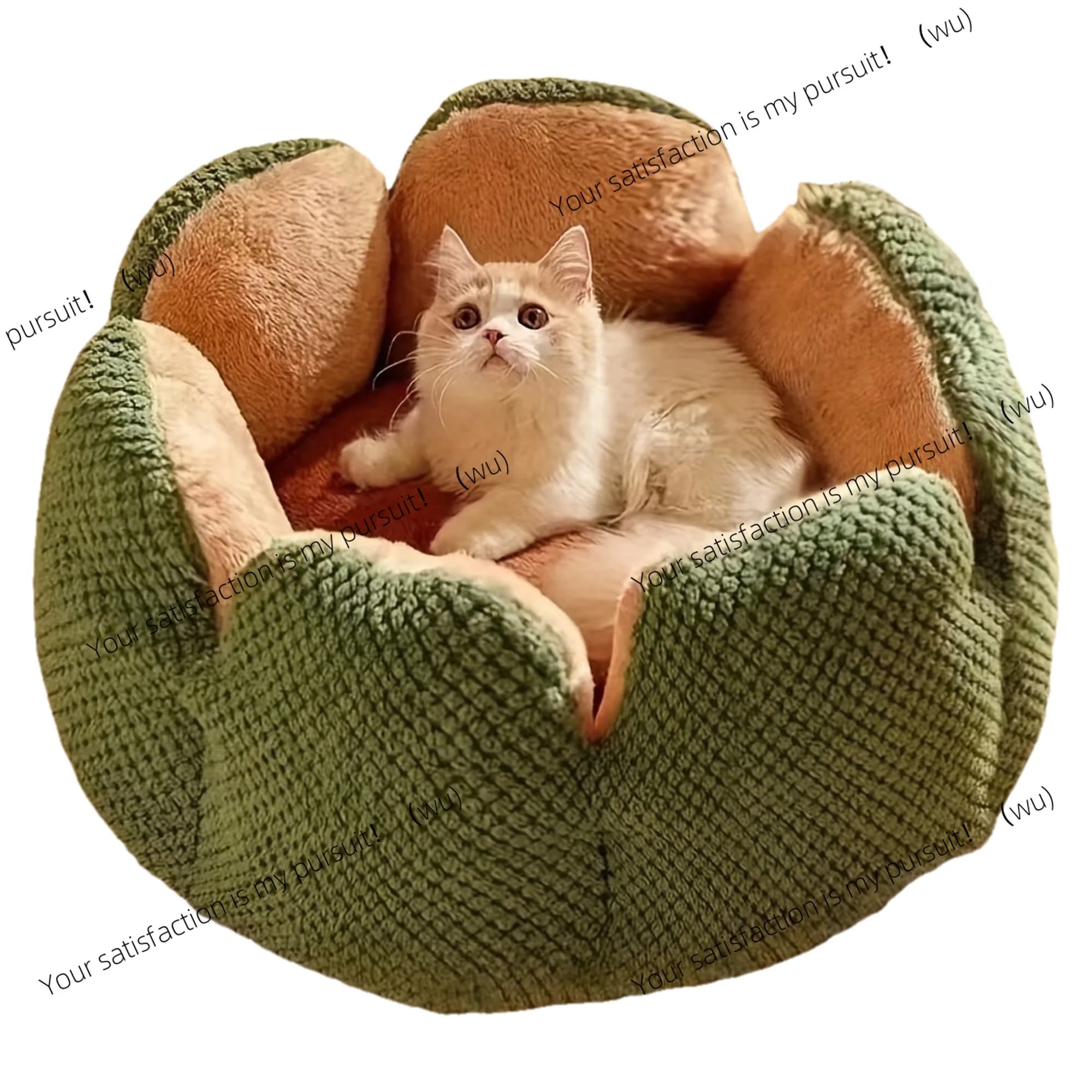 Letto per animali domestici a forma di petalo, tappetino rotondo in peluche per cani e gatti con trama lavorata a maglia, nido ultra morbido e caldo per cuccioli di gattini in inverno