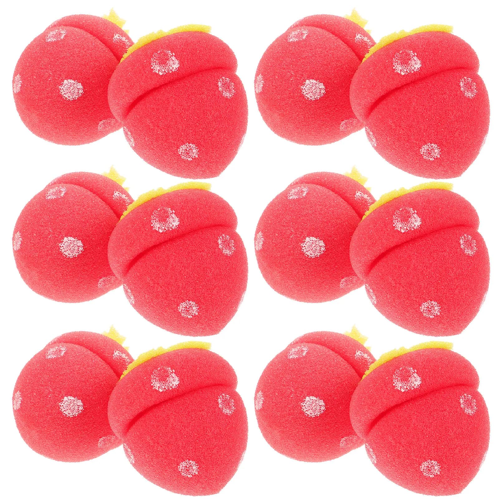 12 Pieces Bigodini in Spugna a Forma di Fragola Rossi per Onde Naturali, Comodi per l'Uso Notturno a Casa